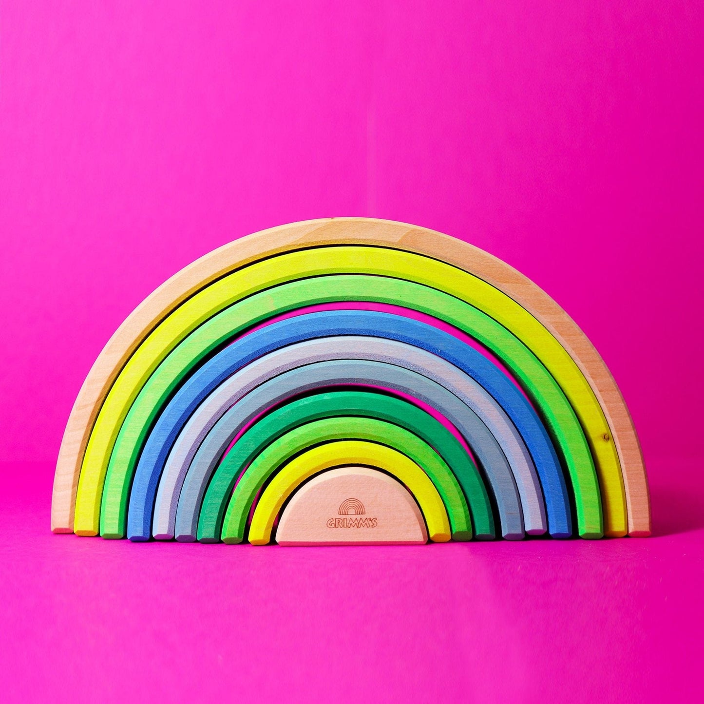 Grimm's Rainbow Neon Green 10 Piece Wooden Play Set