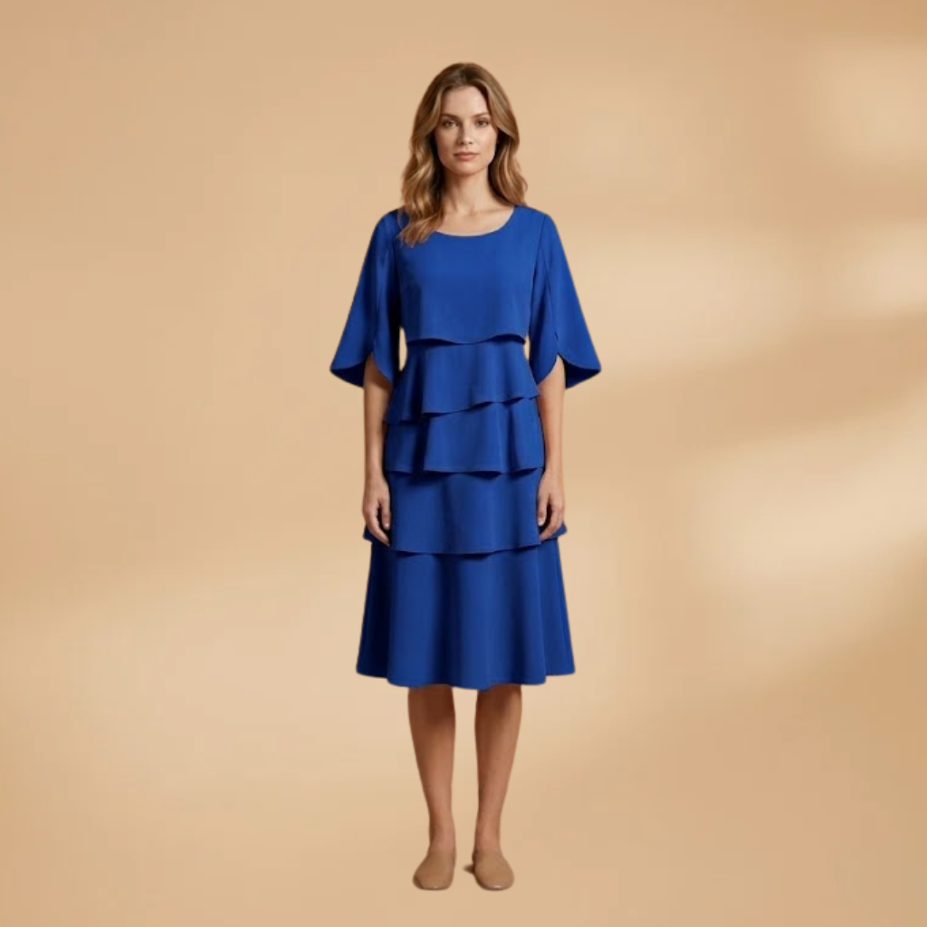 Midi Dress with A-Line Silhouette and Split Sleeves for Women