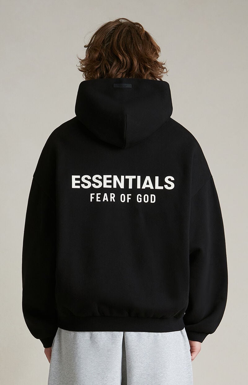(SALE) Fear of God Essentials Logo Over the Head Hoodie SS25 - Black