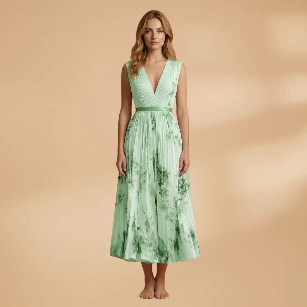 Dress with Wrap Design and V-Neckline for Women