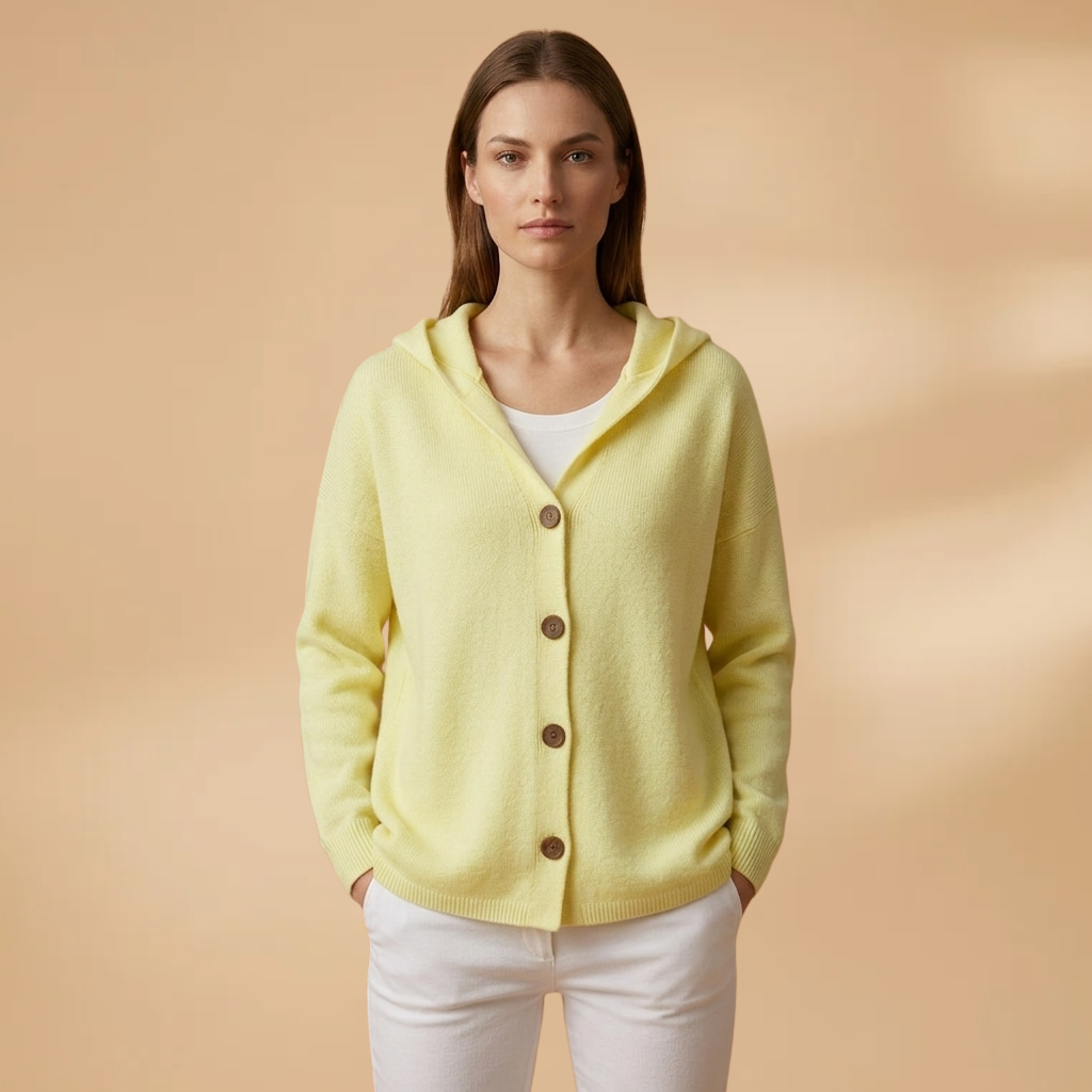 Cardigan with Hood and Button Closure for Women