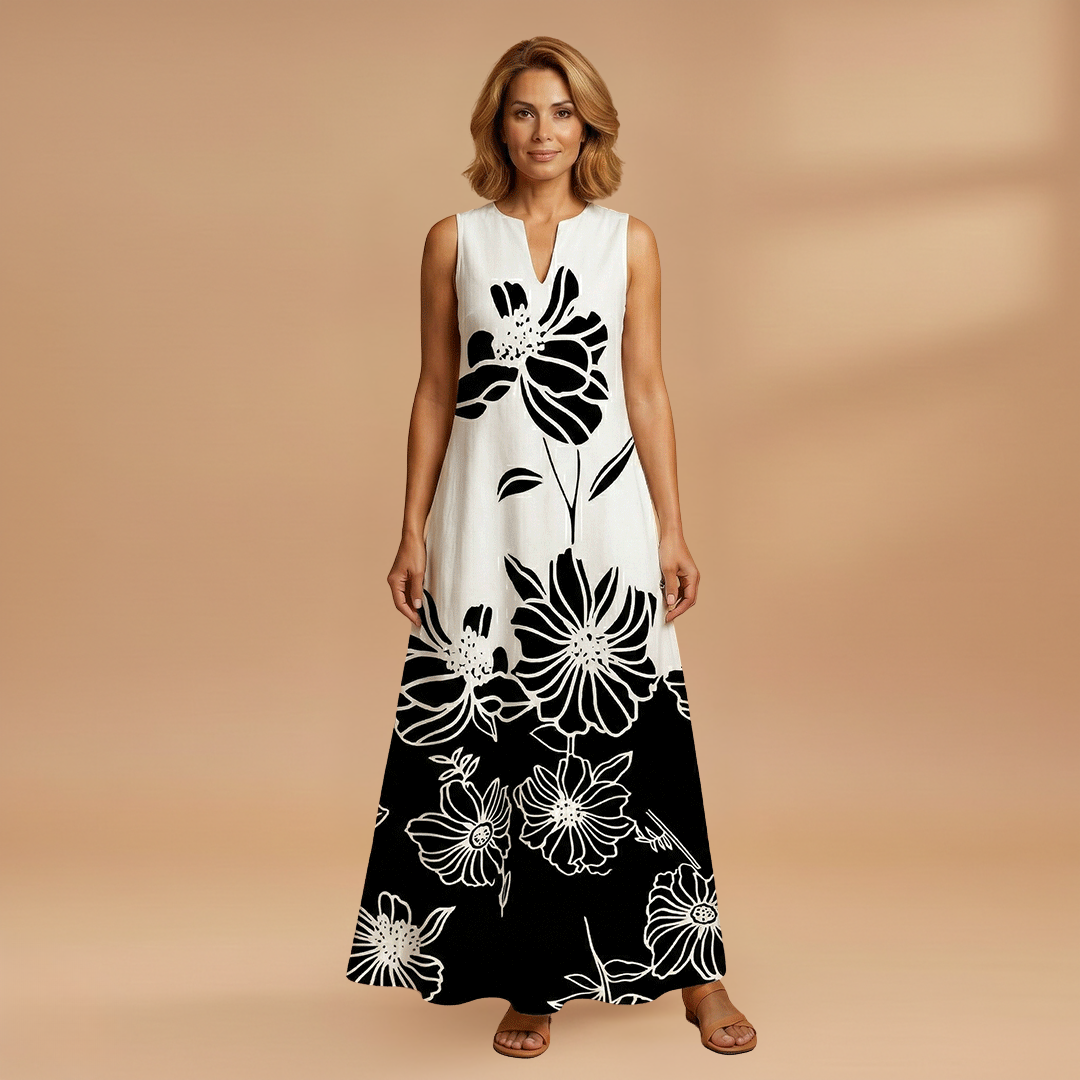 A-Line Dress with Open Collar and Pockets for Women