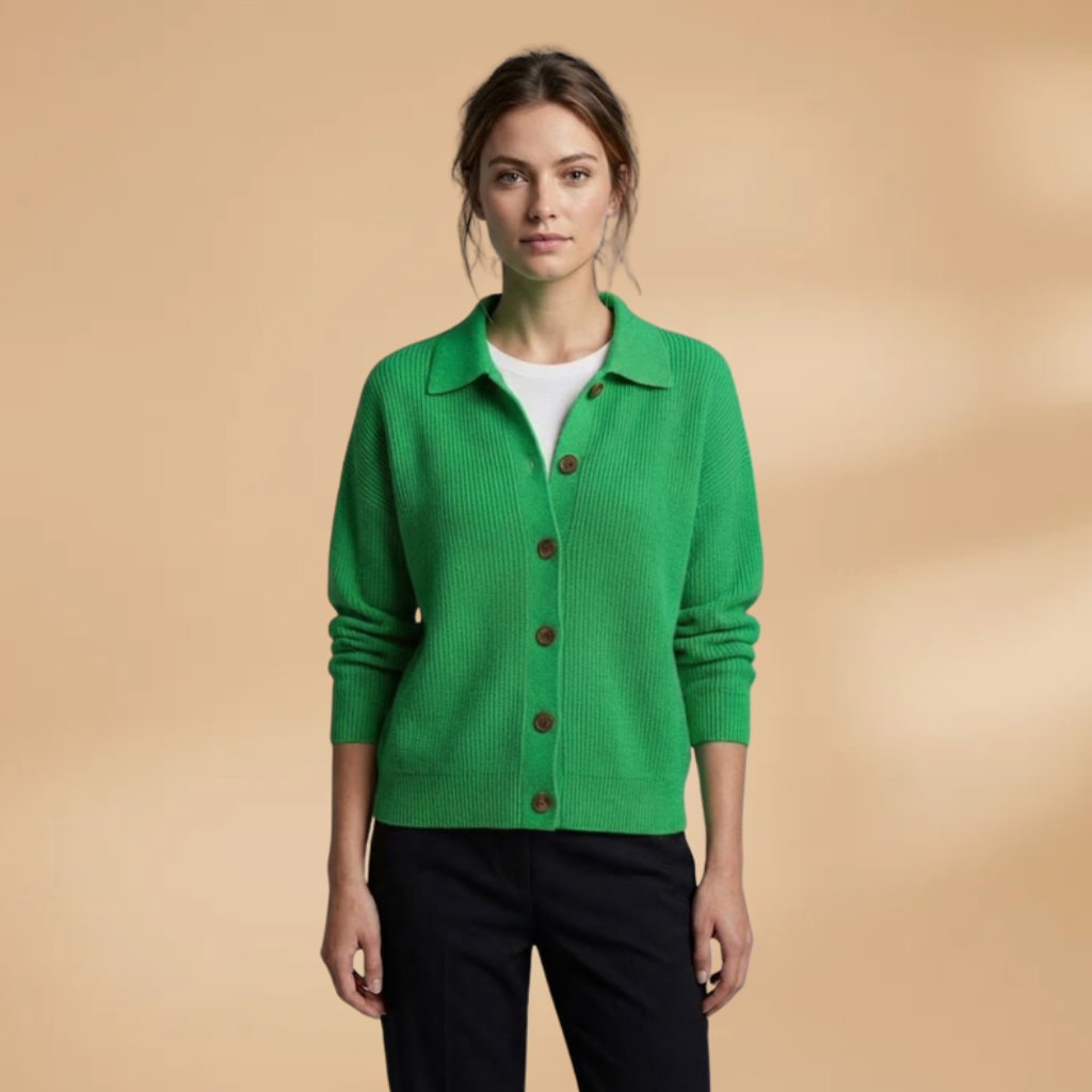 Cardigan with button fastening and lapel collar for Women