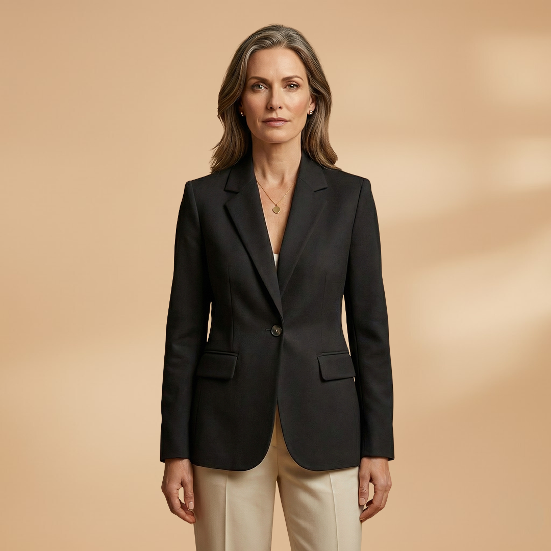 Everyday Blazer with Single-Button Closure and Flap Pockets for Women
