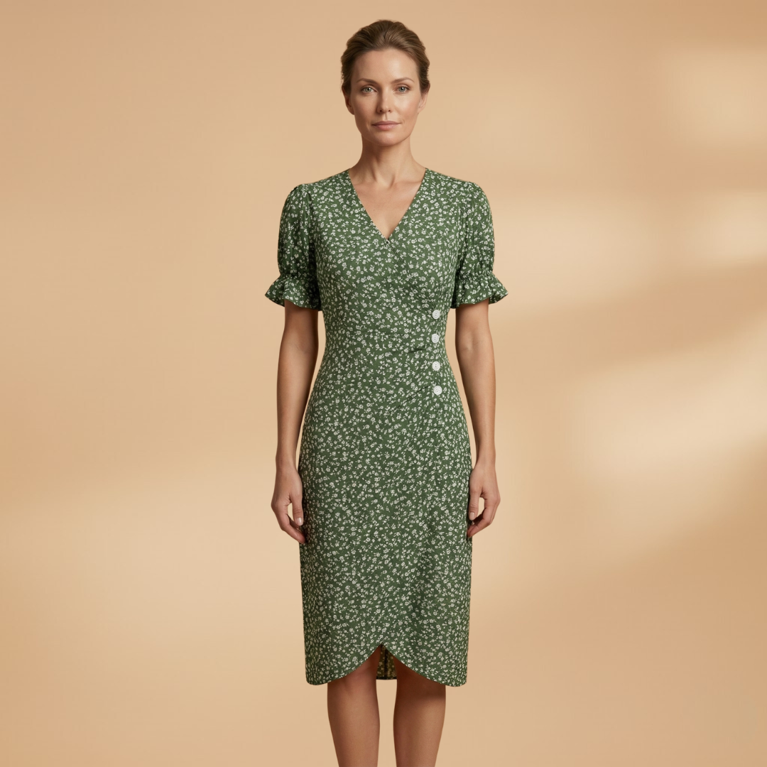 Floral Summer Dress V-Neckline for Women