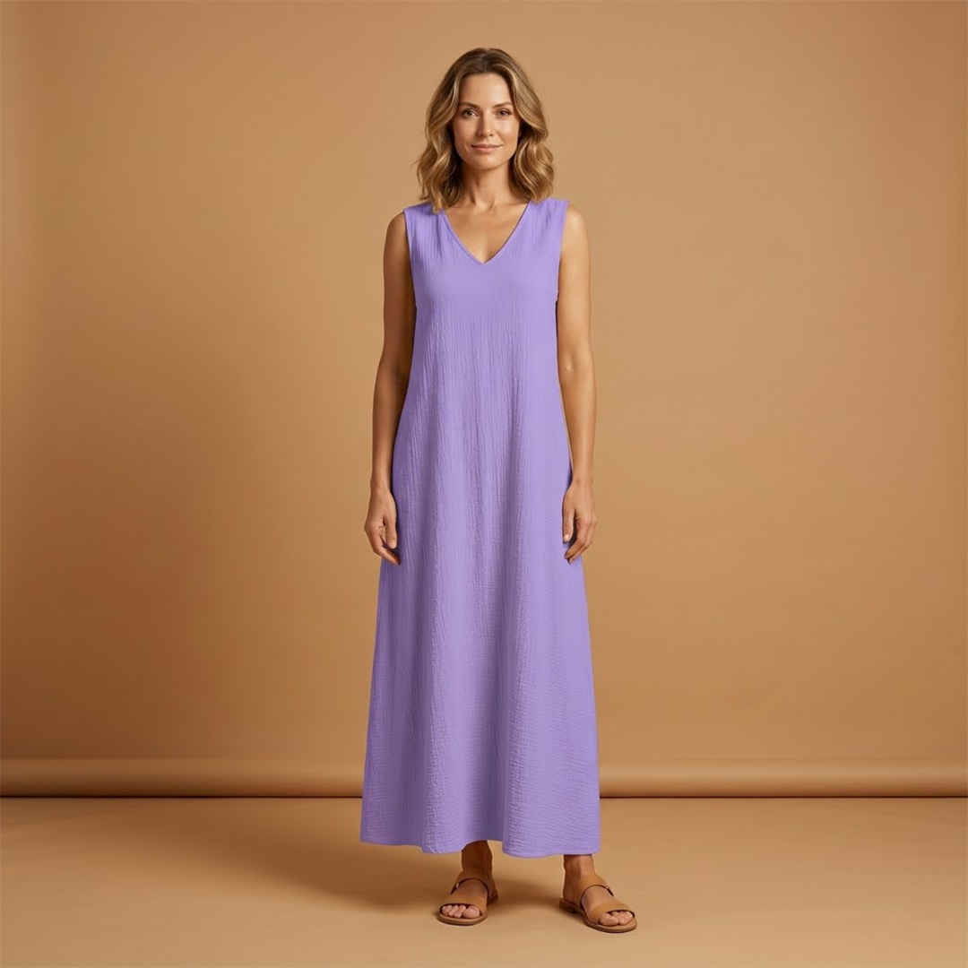 Maxi Dress V-Neckline and Side Split for Women