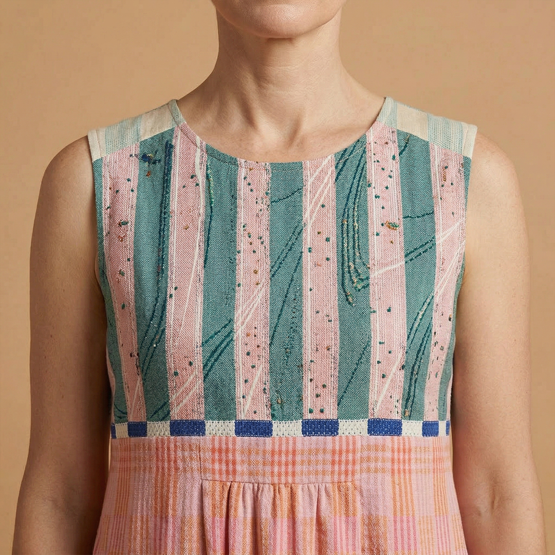 Midi Dress with Lightweight Linen Blend and Flowing Fit for Women