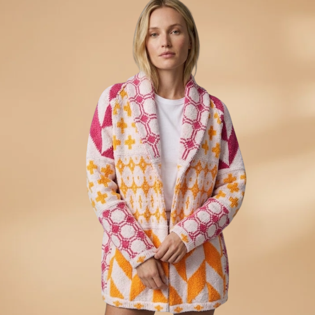 Oversized Cardigan with button fastening and collar for Women