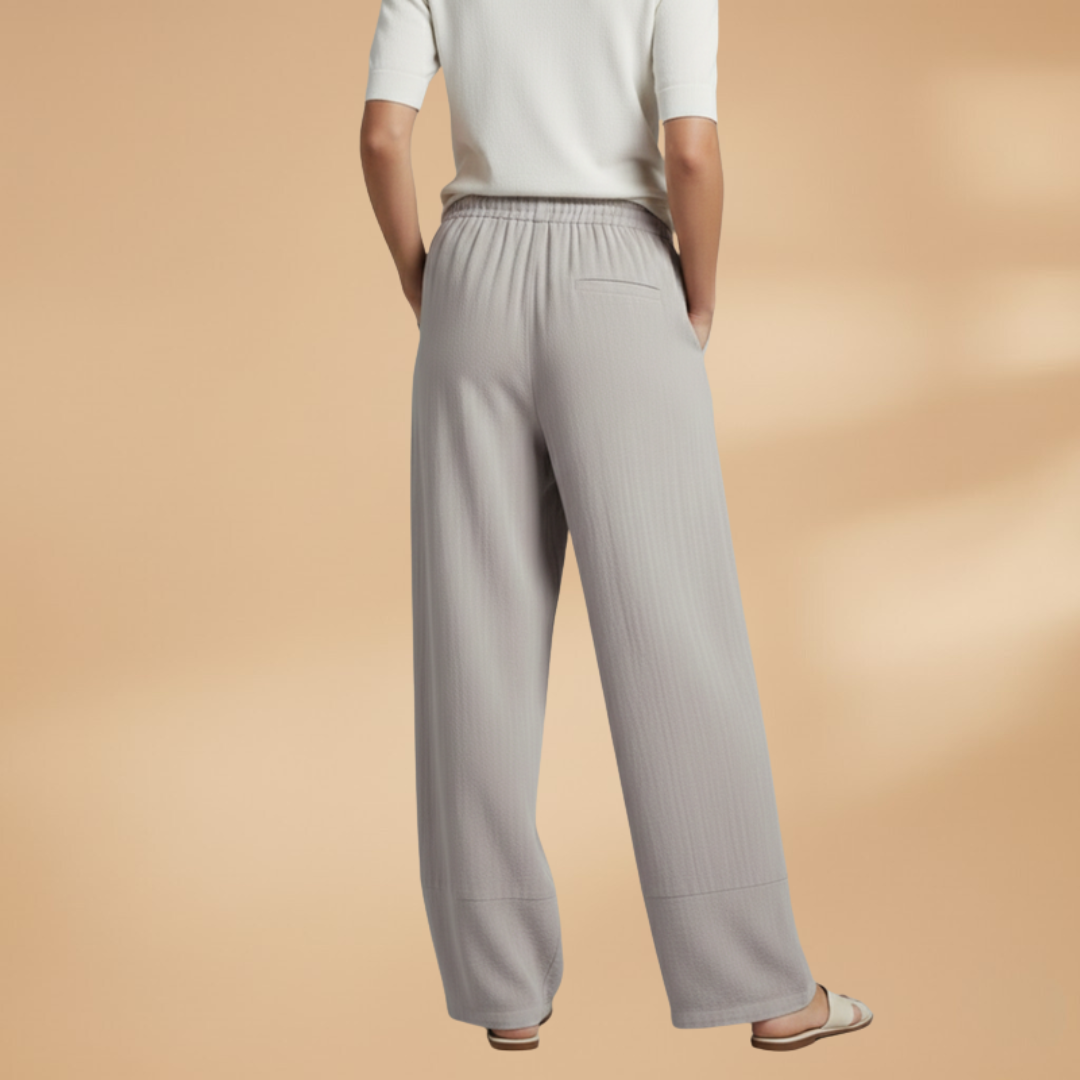 Palazzo Pants with Elastic Waistband and Pockets for Women