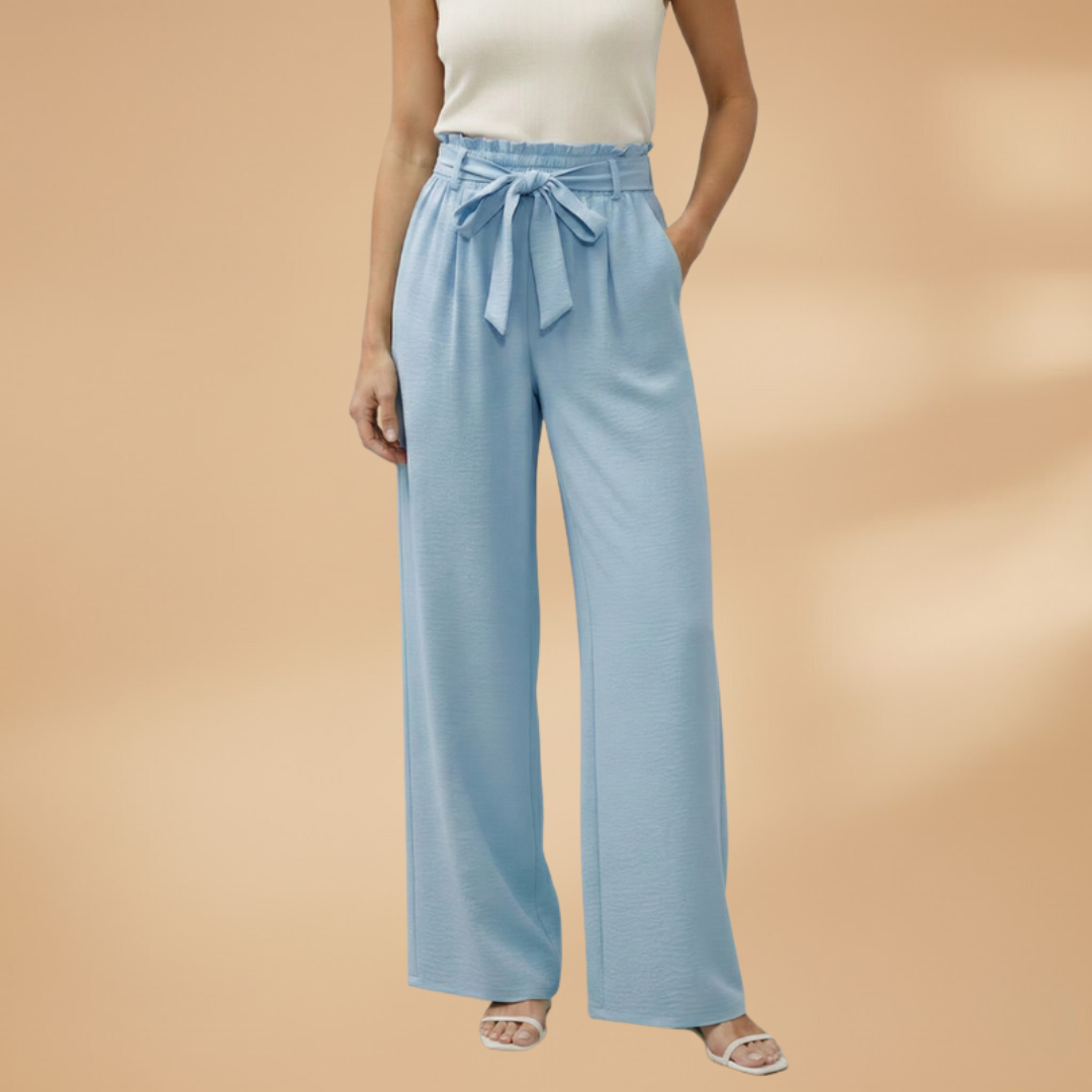 Palazzo Pants with Elastic Waistband and Side Pockets for Women