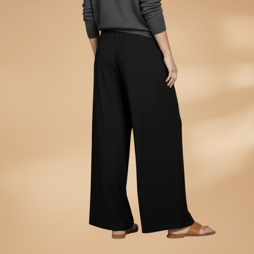 Palazzo Pants with Elastic Waistband and Side Pockets for Women