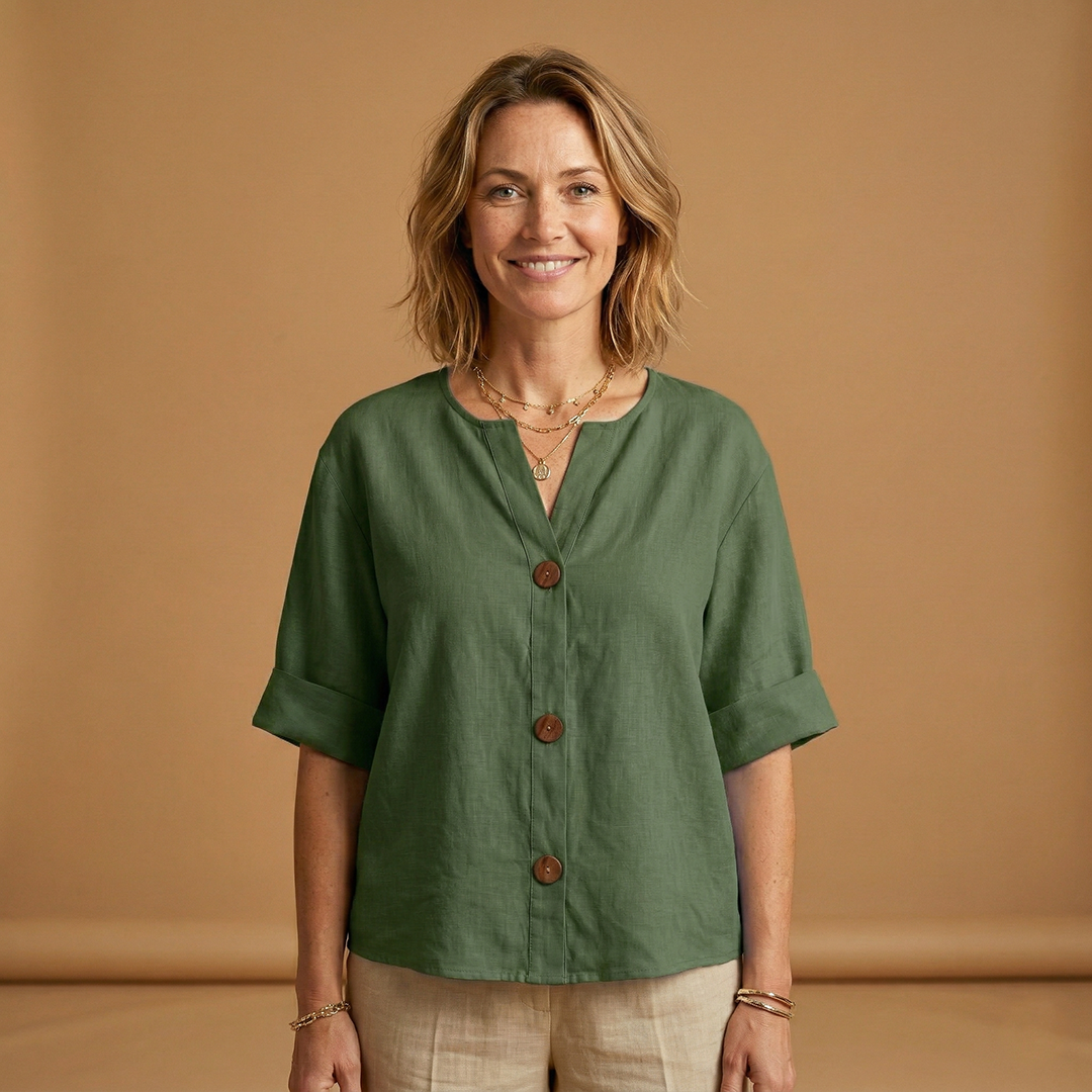 Summer Blouse with Breathable Linen and Relaxed Fit for Women