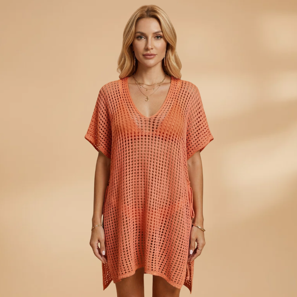 Beach Dress V-Neckline and Short Sleeves for Women