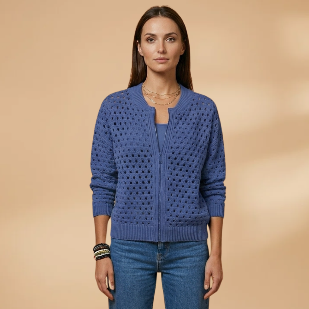 Cardigan with zip fastening and cutout details for Women