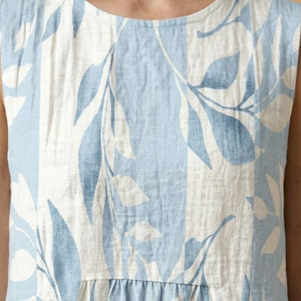 Leafy Midi Dress with Flowy Fit and Nature-Inspired Print for Women