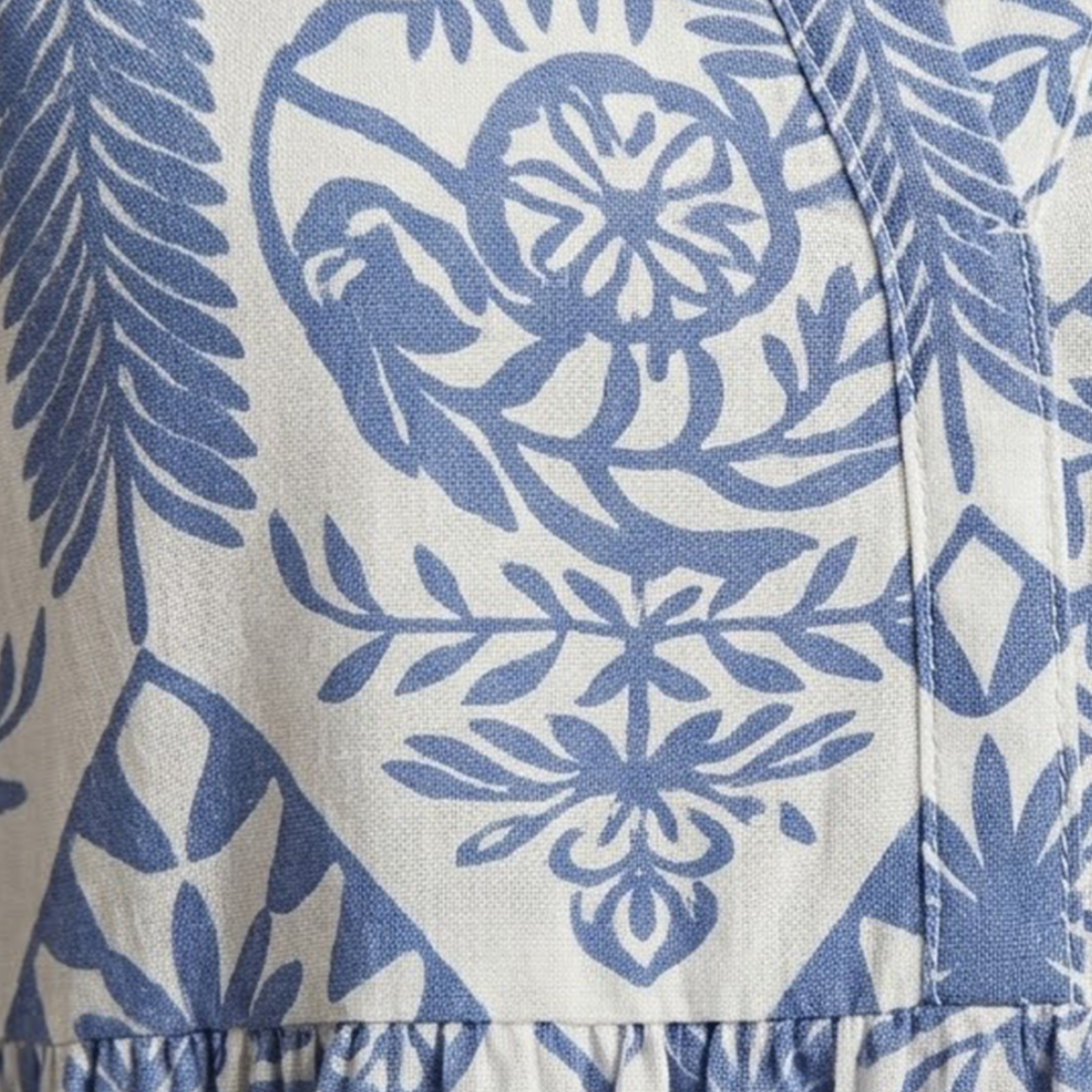 Printed Dress with Knee-Length Skirt and Patterned Surface for Women