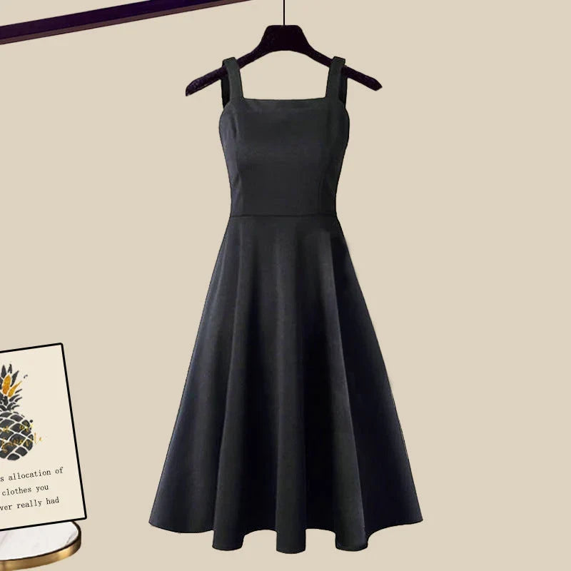 Women's Sweater Dress | A-Line Midi with Cropped Wrap Sweater