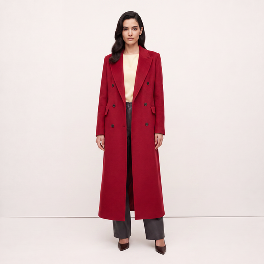 Statement Pure Cashmere Double-Breasted Coat - Scarlet