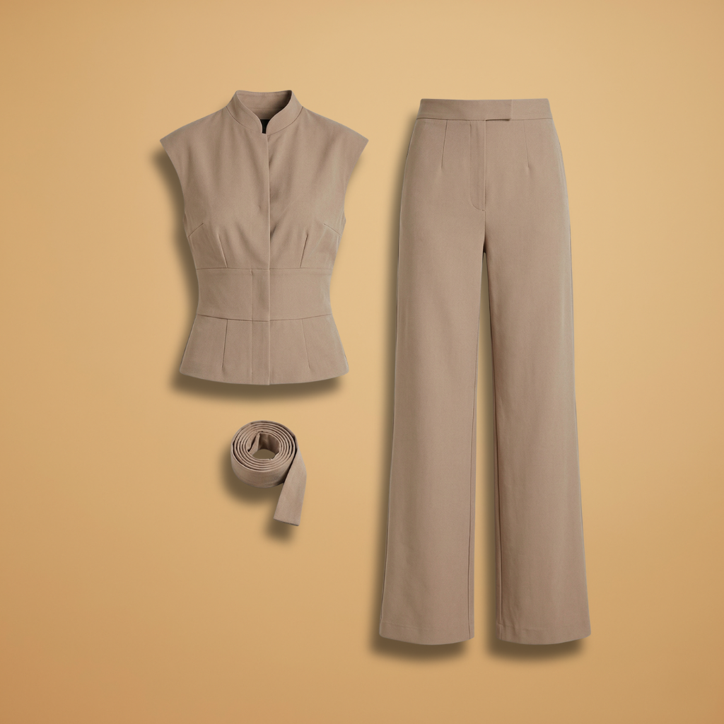 Jumpsuit Short Sleeves and Straight Legs for Women