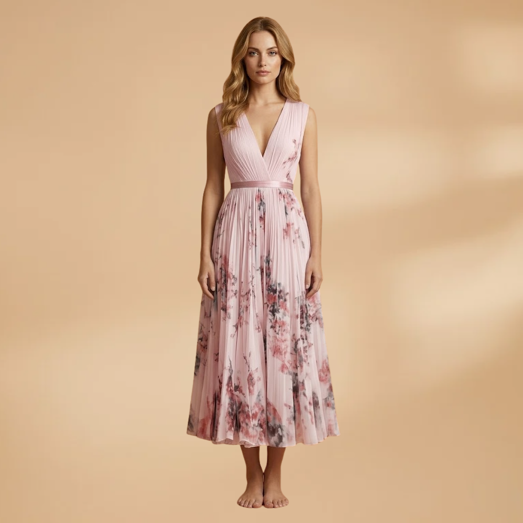 Dress with Wrap Design and V-Neckline for Women