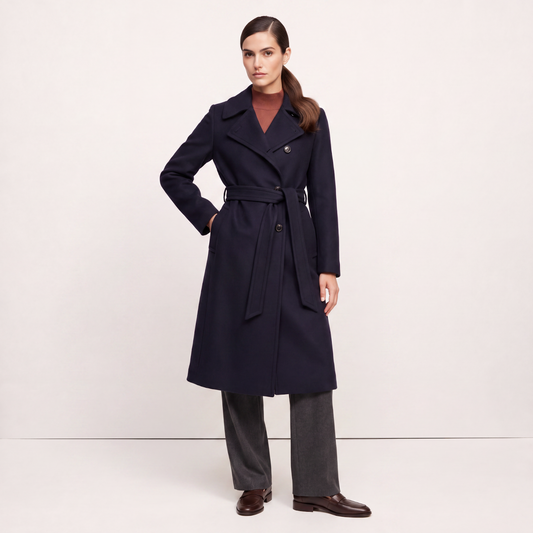 Marylebone Double-Breasted Wool-Cashmere Coat - Navy