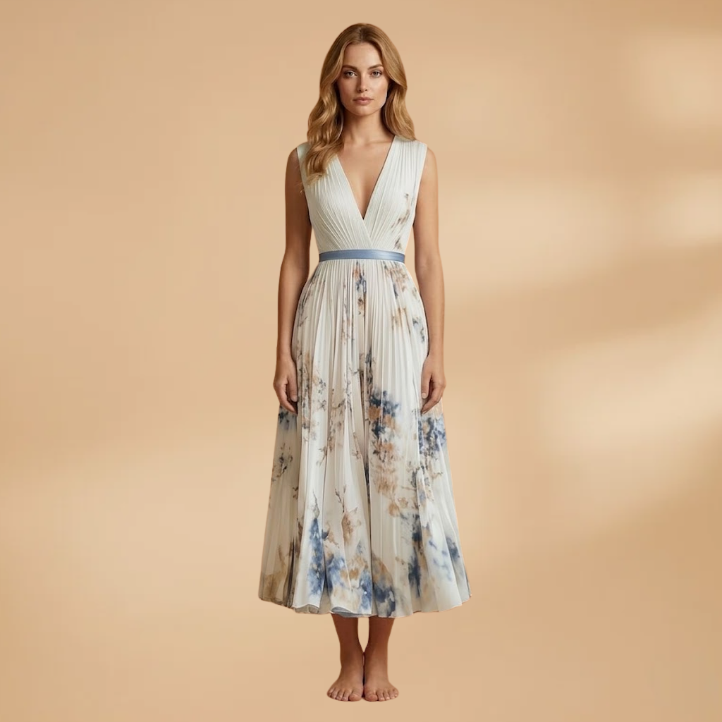 Dress with Wrap Design and V-Neckline for Women