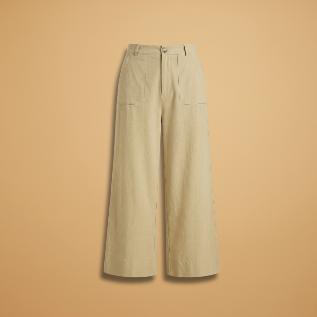High-Waisted Relaxed Trousers Side Pockets and Zip Fly for Women