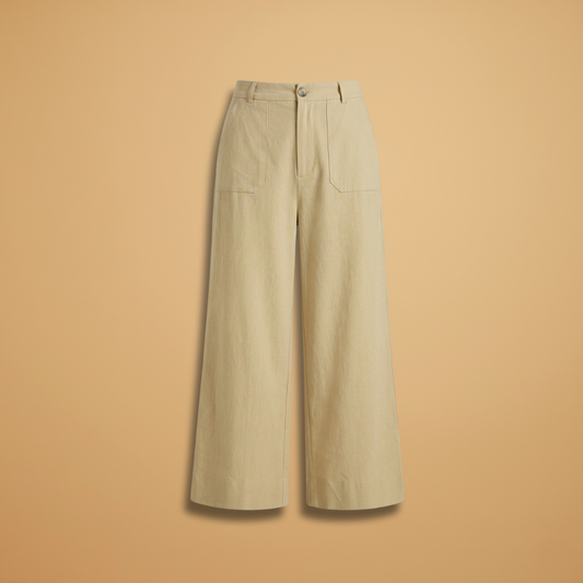 High-Waisted Relaxed Trousers Side Pockets and Zip Fly for Women