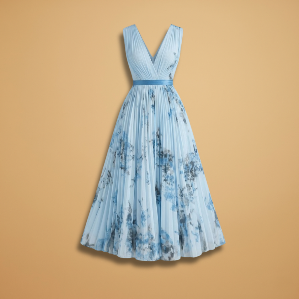 Dress with Wrap Design and V-Neckline for Women