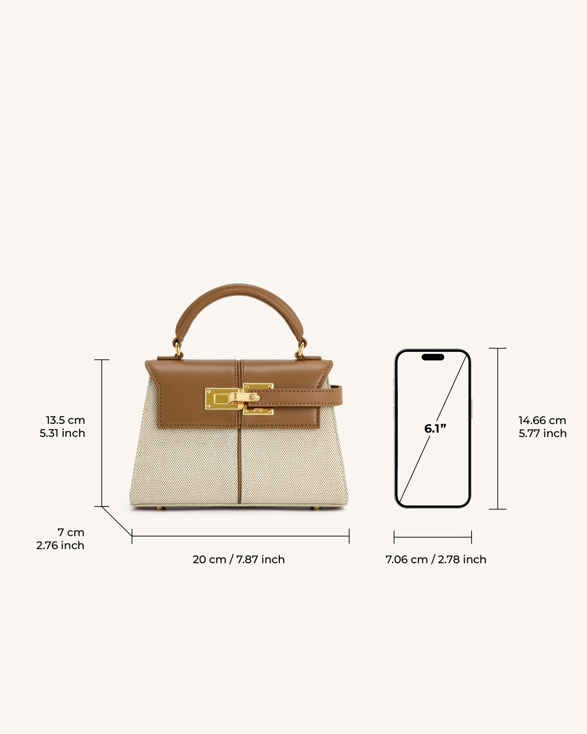 Optew Elise Top Handle Bag - Brown Canvas