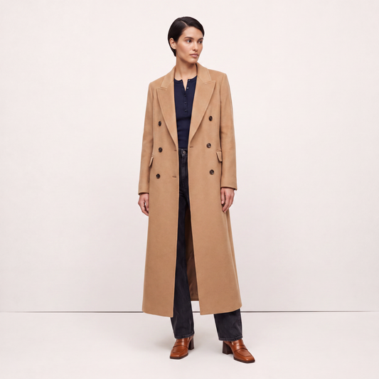 Noir Signature 100% Cashmere Full-Length Tailored Coat - Camel