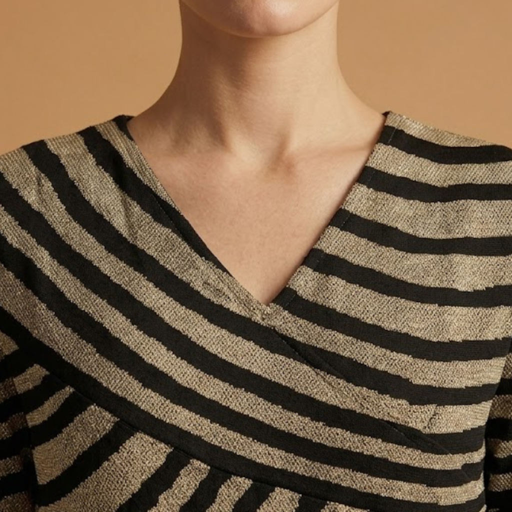 Dress with V-neckline and Side Pockets for Women