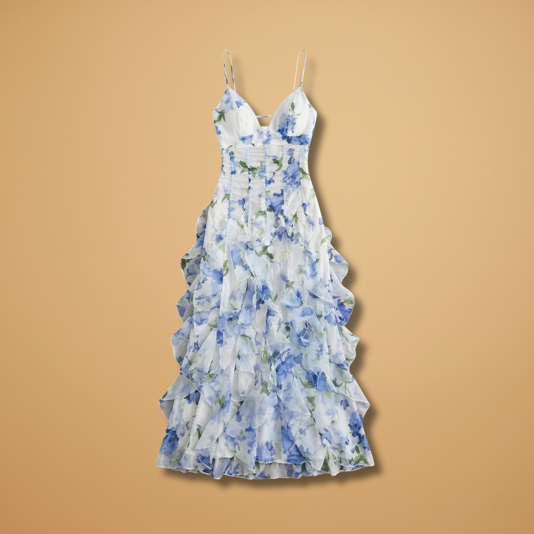 Ruffled Floral Dress with Playful Ruffles and Breathable Fabric for Women