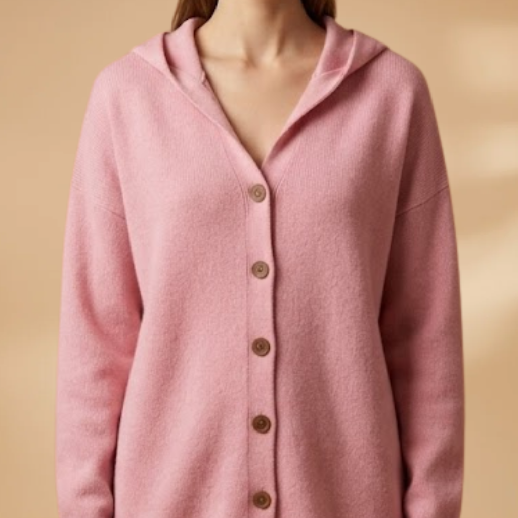 Cardigan with Hood and Button Closure for Women