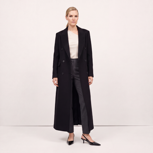 Noir Signature 100% Cashmere Full-Length Coat - Black