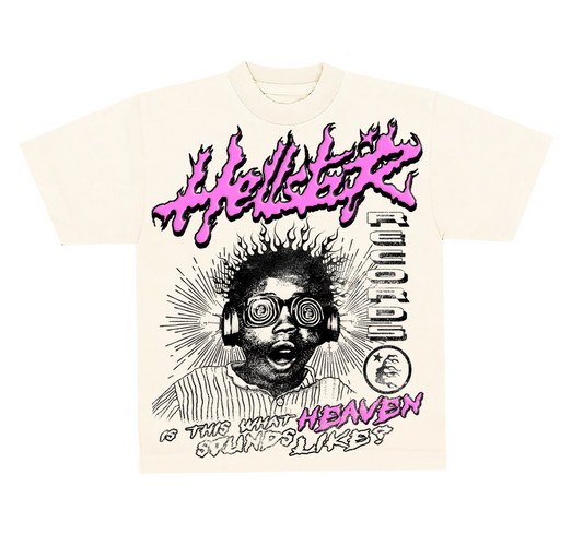 Hellstar Studios Heaven Sounds Like Short Sleeve Tee Shirt - Cream