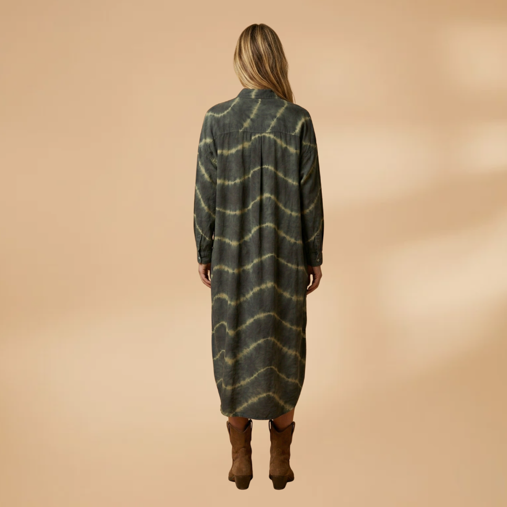 Maxi Dress with V-Neck and Striped Pattern for Women