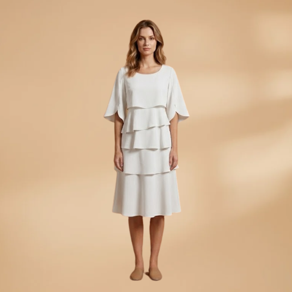 Midi Dress with A-Line Silhouette and Split Sleeves for Women