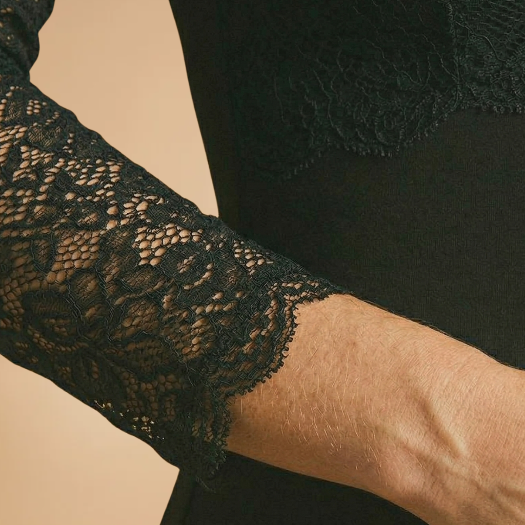 Lace Bodysuit with Deep V-Neck and Fitted Design for Women