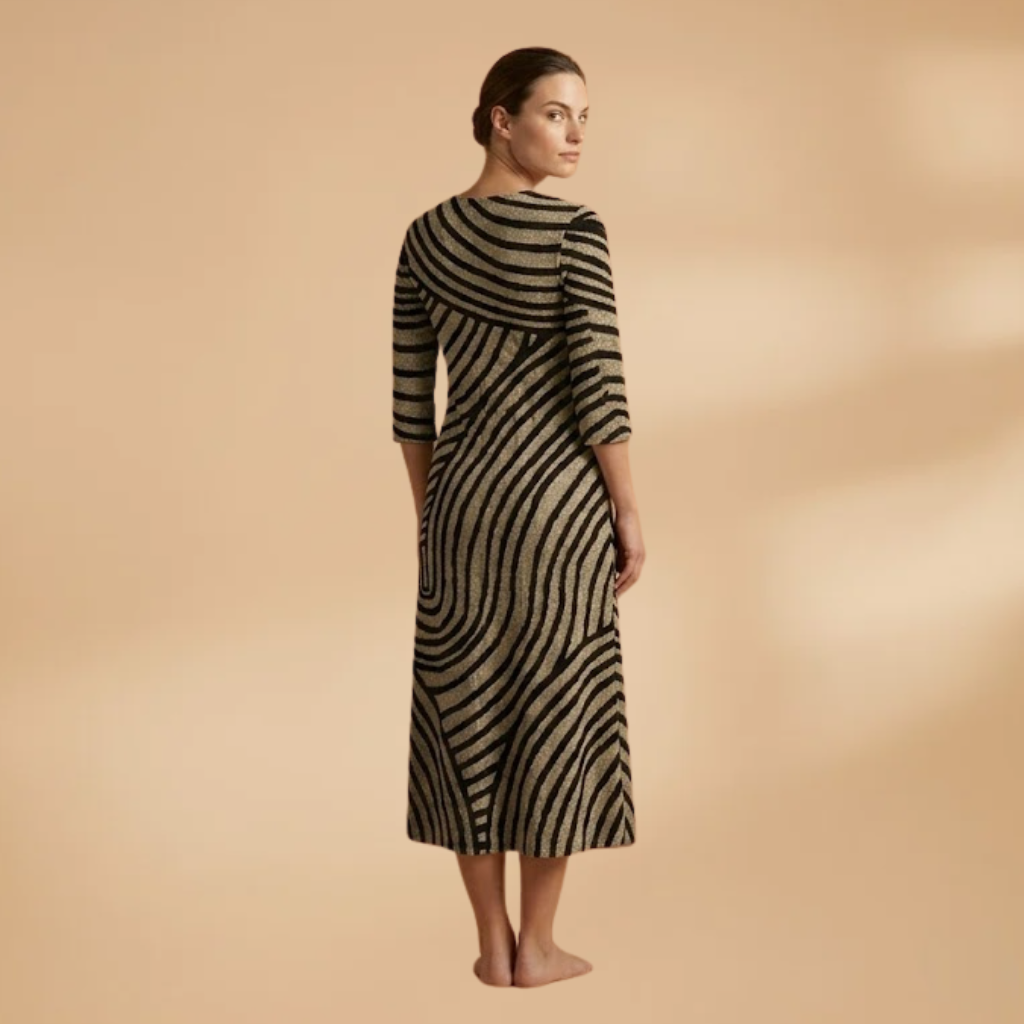 Dress with V-neckline and Side Pockets for Women
