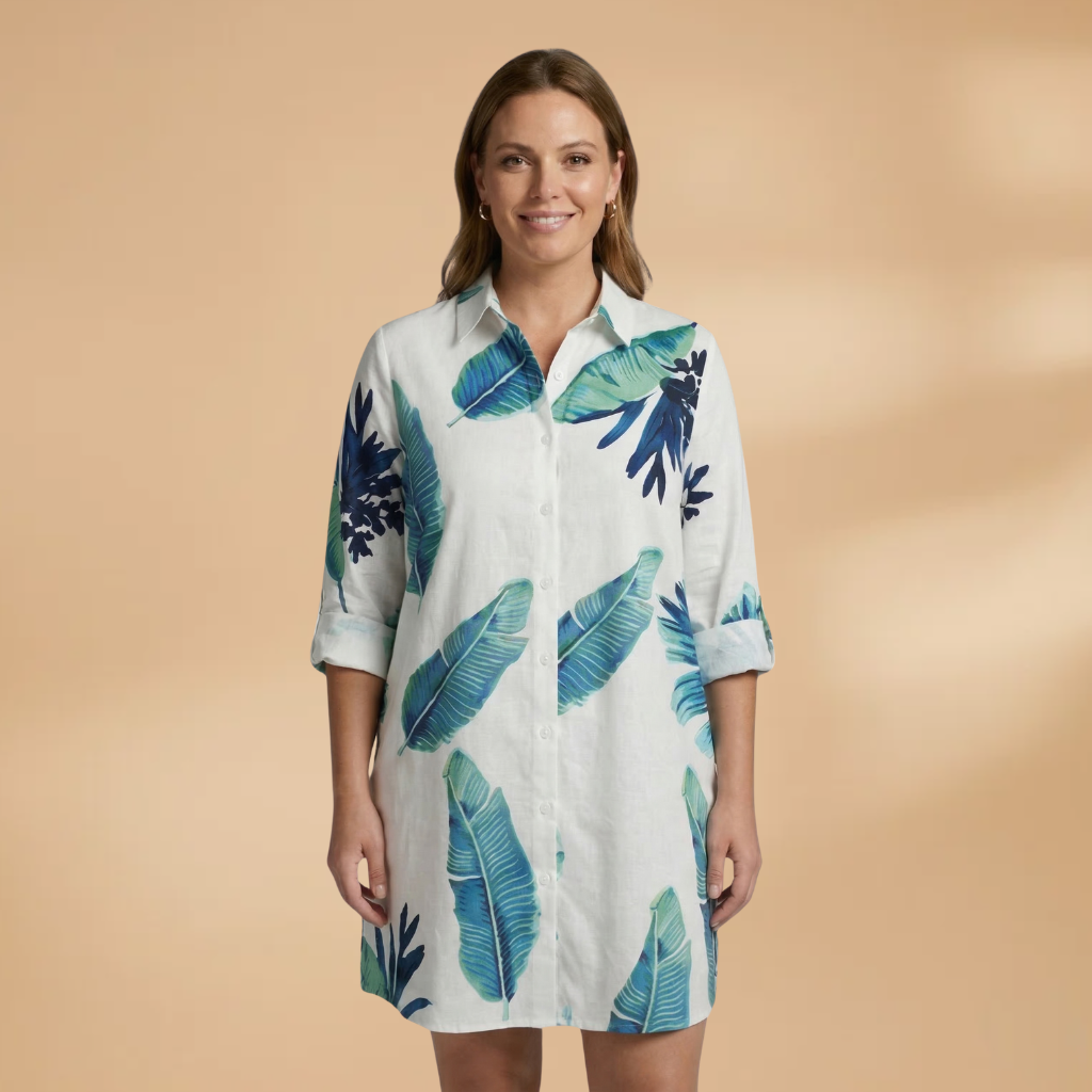 Shirt Dress V-Neckline and Long Sleeves for Women