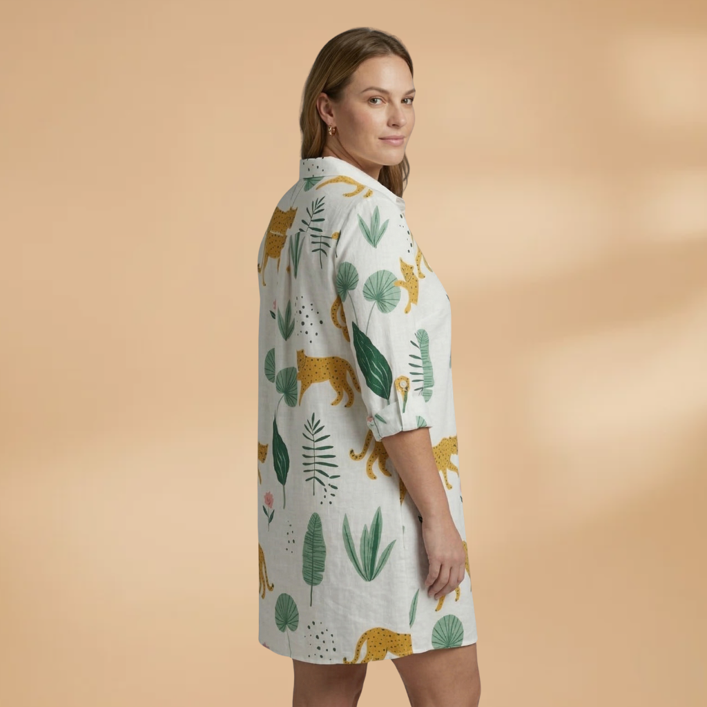 Shirt Dress V-Neckline and Long Sleeves for Women