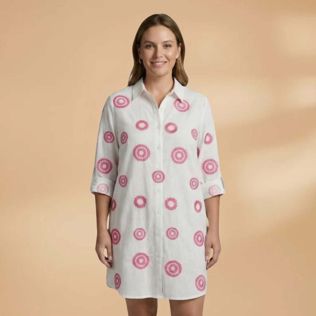 Shirt Dress V-Neckline and Long Sleeves for Women