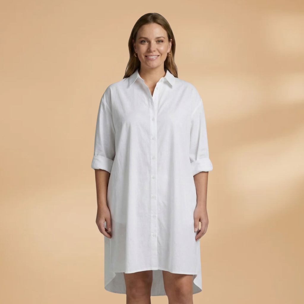 Shirt Dress V-Neckline and Long Sleeves for Women