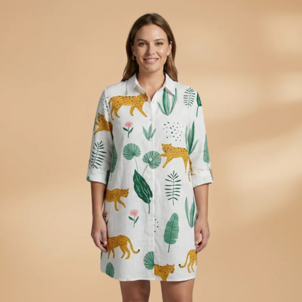 Shirt Dress V-Neckline and Long Sleeves for Women