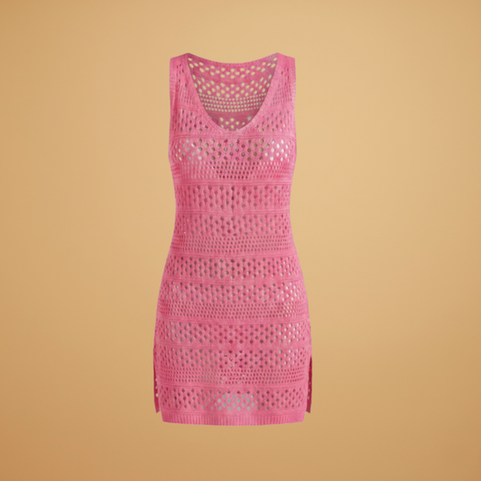 Beach Dress V-Neckline and Crocheted Surface for Women
