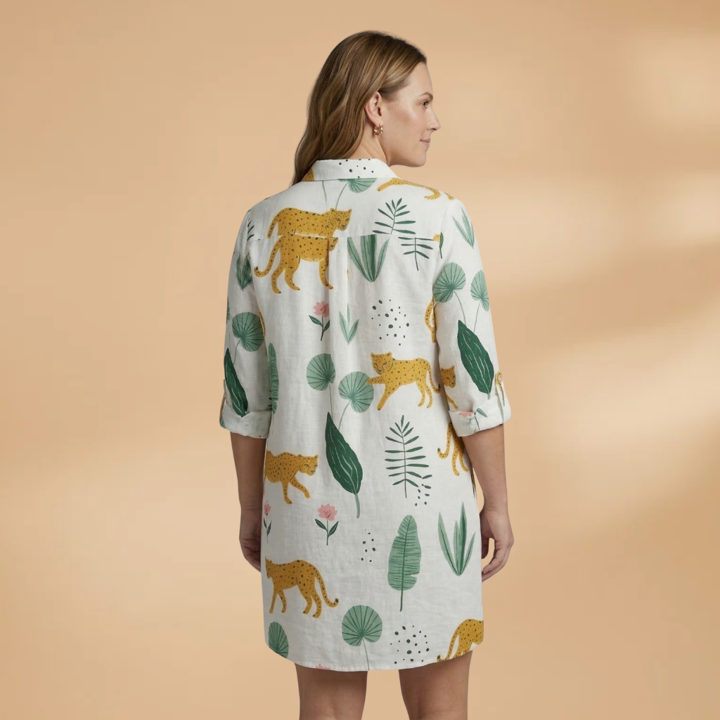 Shirt Dress V-Neckline and Long Sleeves for Women