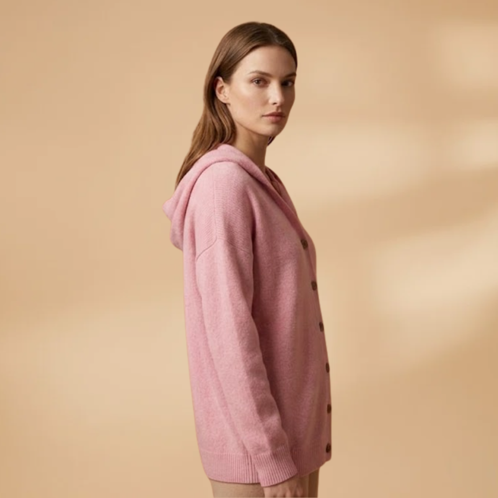 Cardigan with Hood and Button Closure for Women
