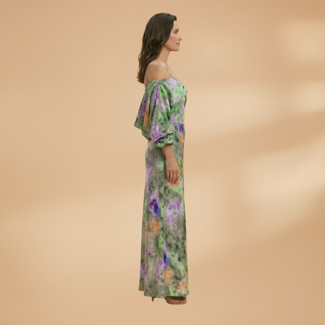 Elegant Maxi Dress with Detachable Scarf and Breathable Fabric for Women