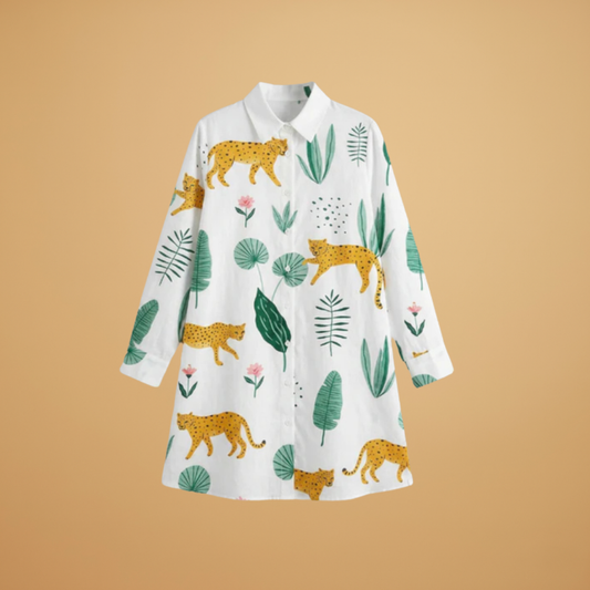 Shirt Dress V-Neckline and Long Sleeves for Women